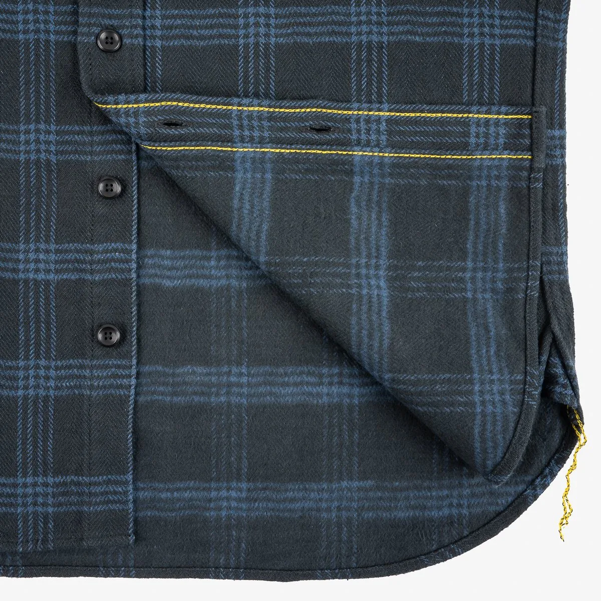 Iron Heart IHSH-408-BLK 12oz Slubby Heavy Flannel Check Work Shirt - Black