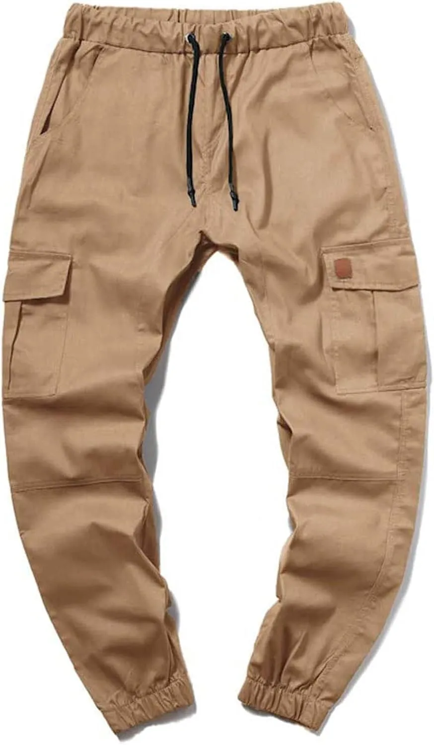 Joggers for Men Big and Tall Slim Fit Cargo Pants Drawstring Elastic Waist Pants Solid Hiking Pants Casual Dress Pants