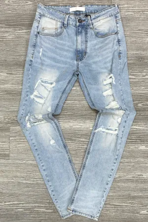 KDNK- distressed jeans (lt blue)