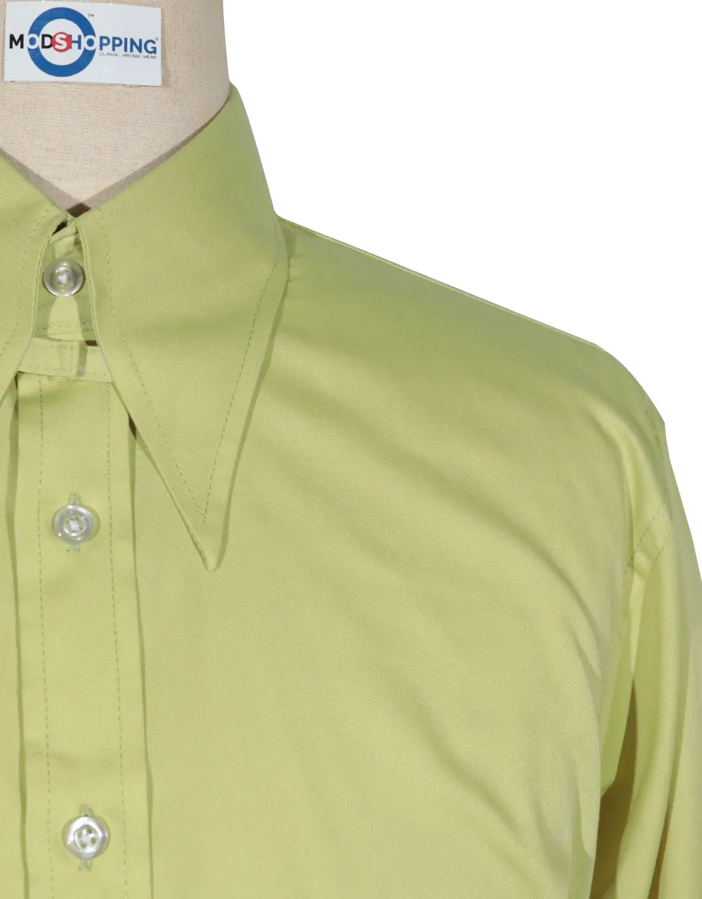 Lemon Green Tab Collar Shirt