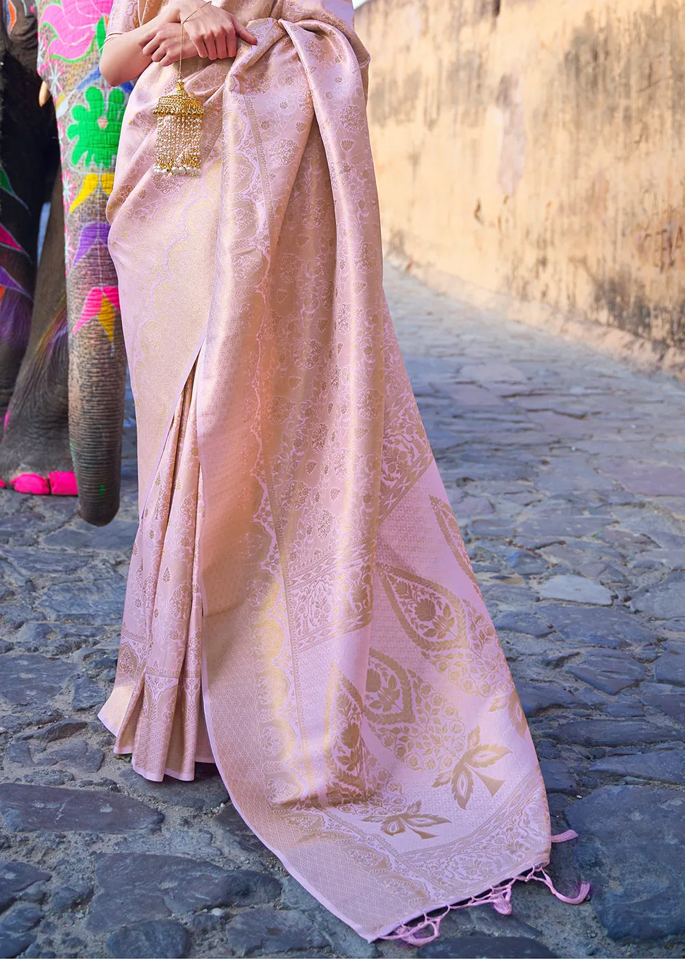 Light Lavender Purple Soft Handloom Weave Kanjivaram Silk Saree