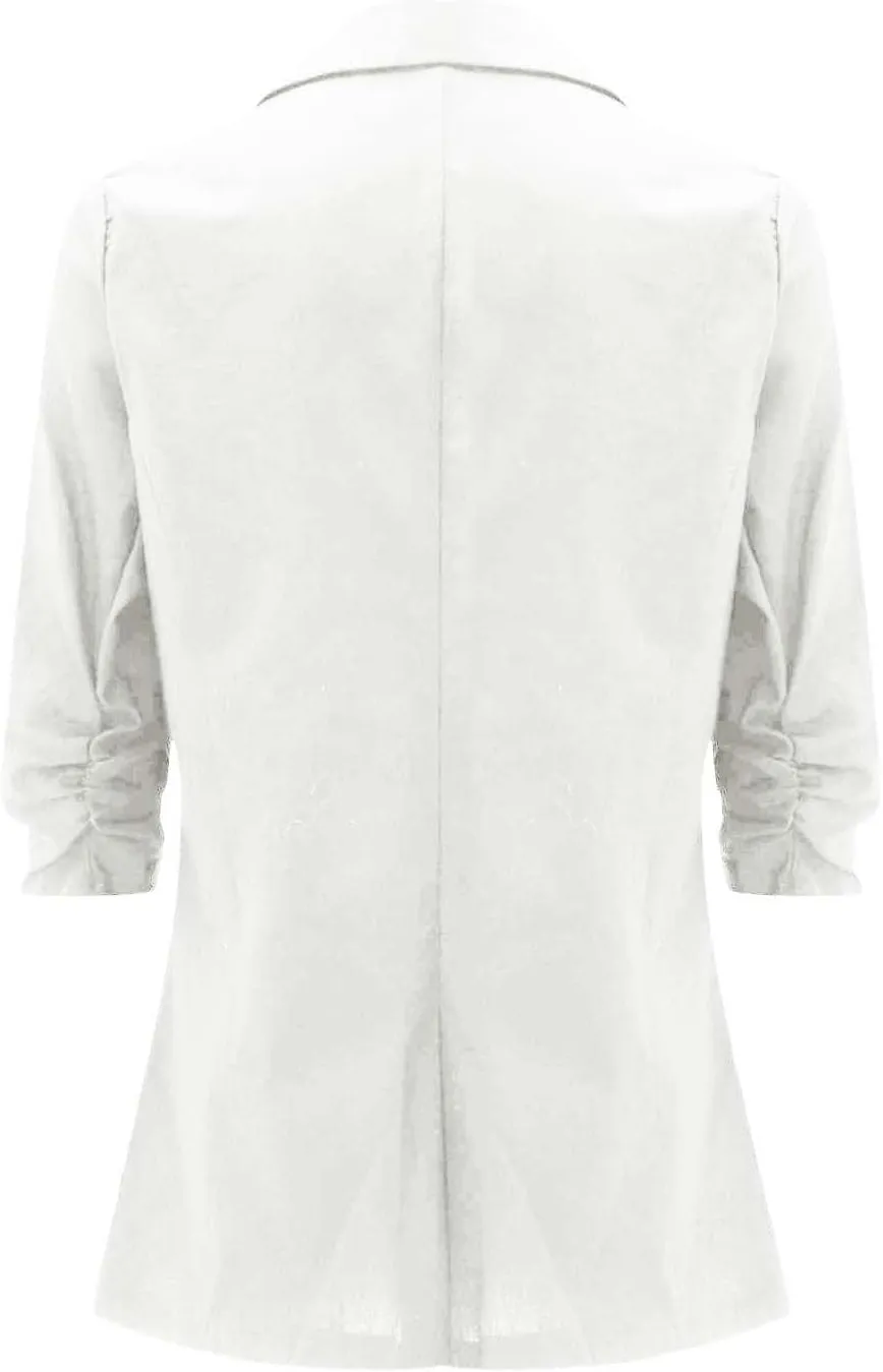 Linen Blazer for Women 2024 3/4 Sleeve Suit Jackets Lightweight Casual Work Jacket Summer Trendy Cardigan