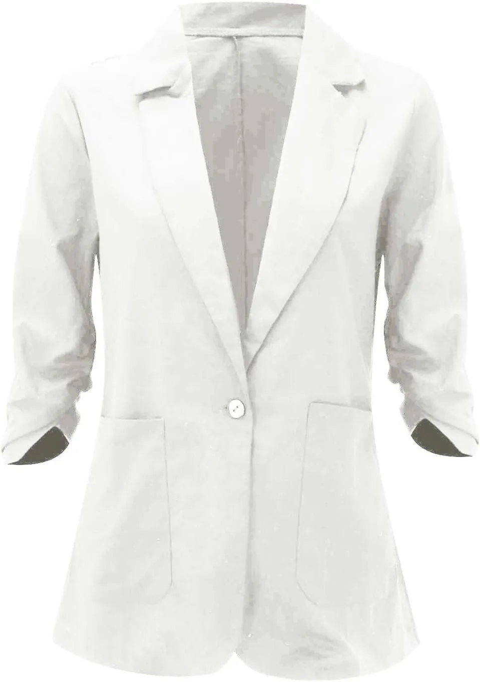 Linen Blazer for Women 2024 3/4 Sleeve Suit Jackets Lightweight Casual Work Jacket Summer Trendy Cardigan