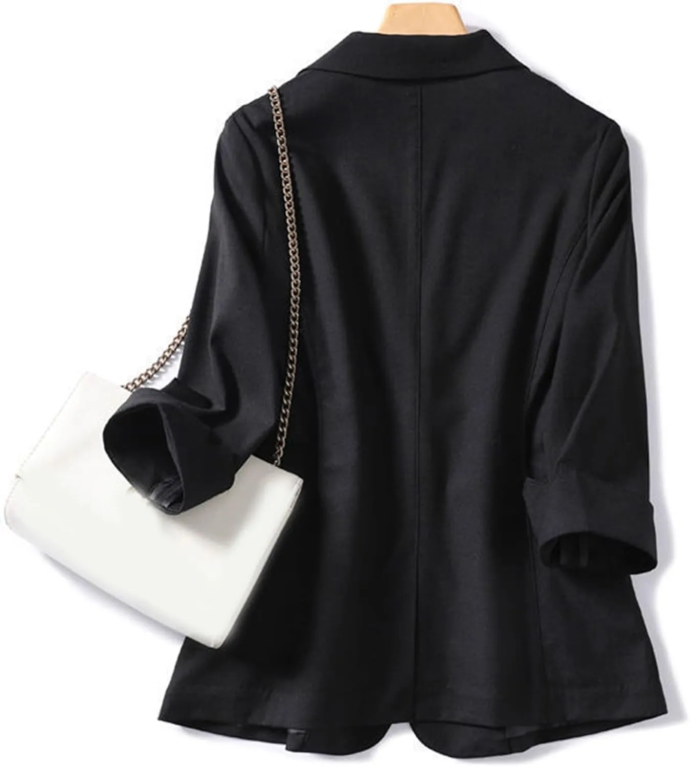 Linen Blazers for Women Business Casual Dressy Lapel Suit Blazer 3/4 Sleeve Lightweight Spring Summer Blazer Jackets