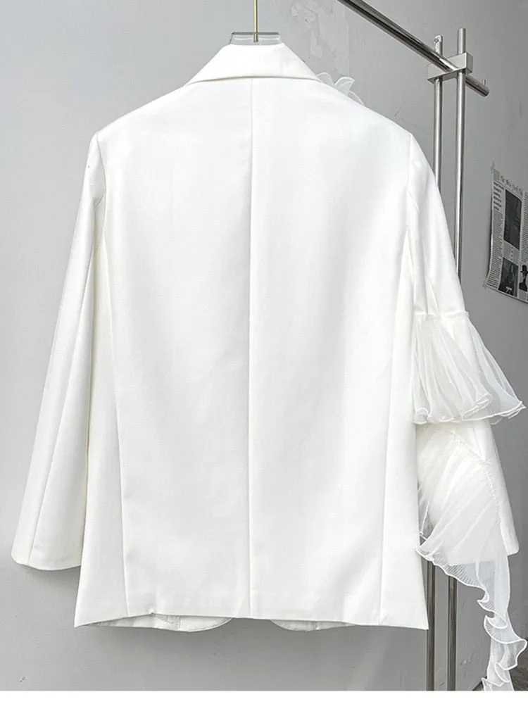 Luxe Asymmetric Oversized Ruffle Blazer Coat