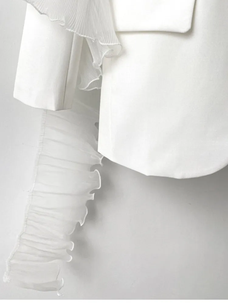 Luxe Asymmetric Oversized Ruffle Blazer Coat