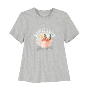 LWK588H - Wrangler Women's Retro Wanted & Wild Ringer Grey Graphic Tee