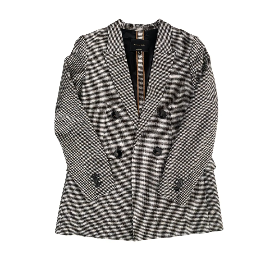 Massimo Dutti Check Wool Blazer Grey SIZE 12