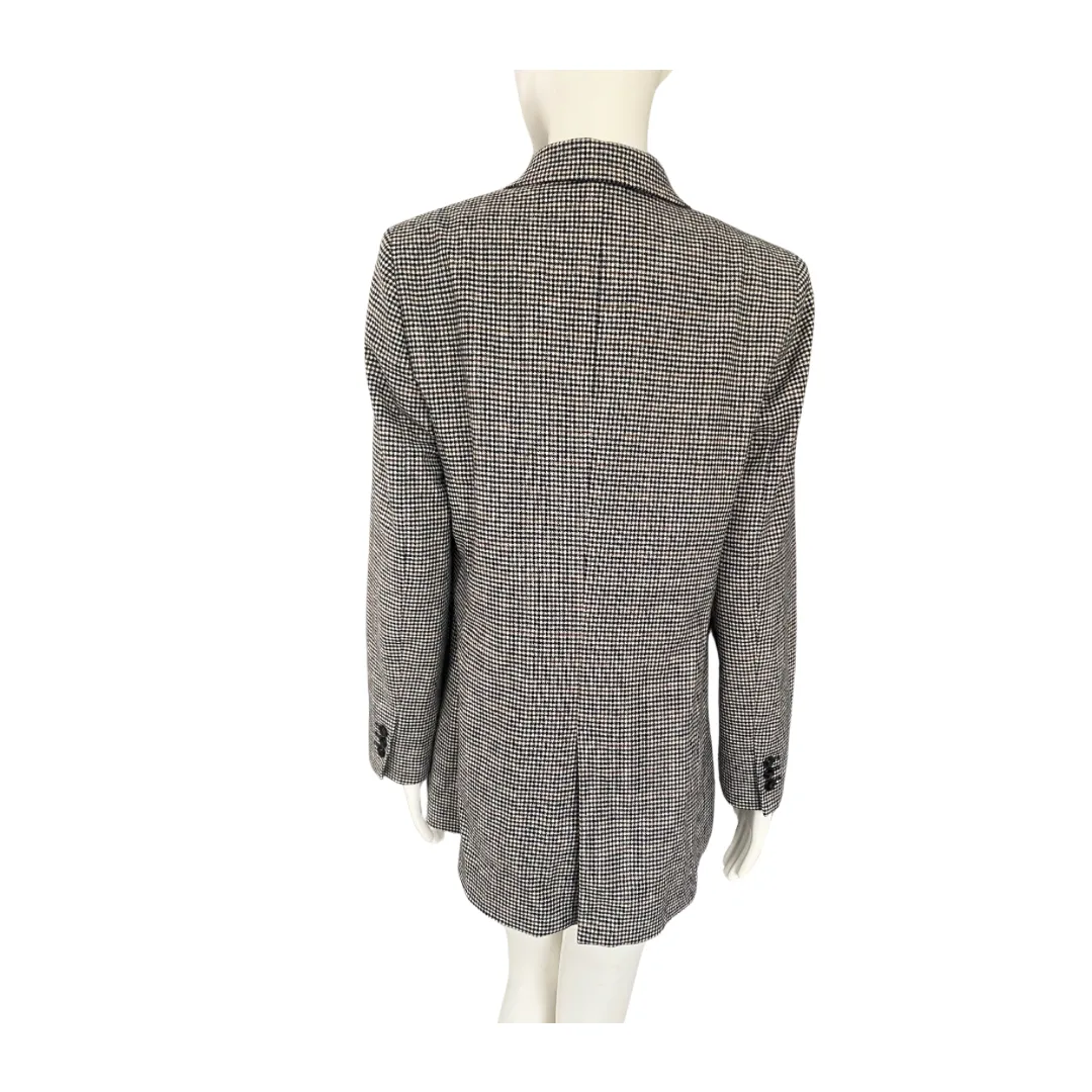 Massimo Dutti Check Wool Blazer Grey SIZE 12