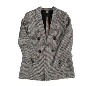 Massimo Dutti Check Wool Blazer Grey SIZE 12