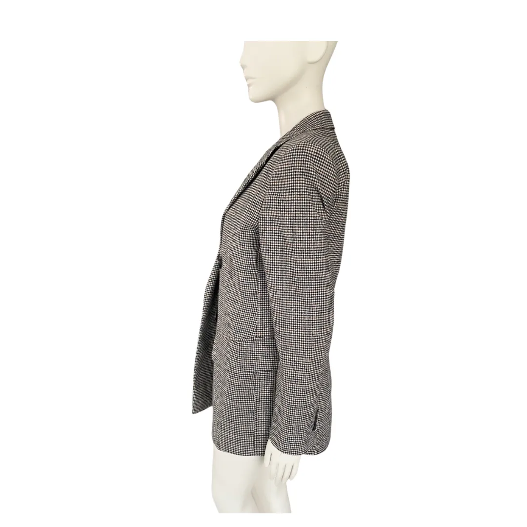 Massimo Dutti Check Wool Blazer Grey SIZE 12