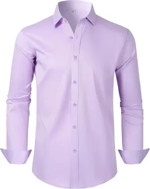 Mens Dress Shirts Long Sleeve Collared Shirt Wrinkle Resistant Formal Shirts Business Casual Button Down Shirt