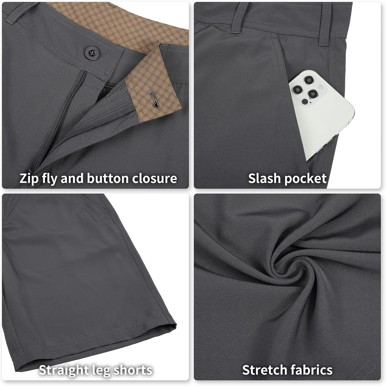 Men's Lightweight 9" Golf Shorts Quick Dry Stretch Hybrid Shorts