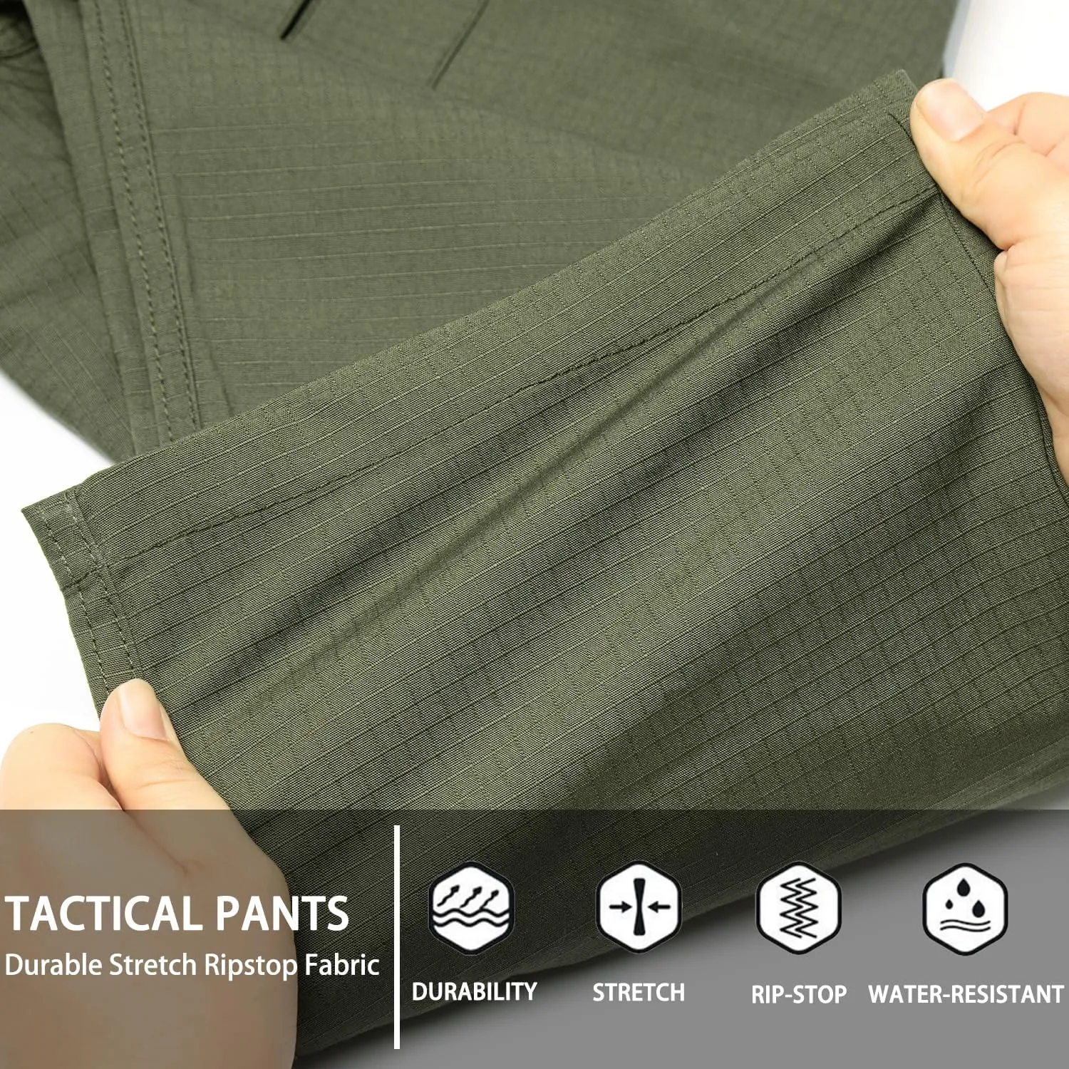 Men's Stretch Tactical Pants Water Resistant Ripstop Cargo Pants Outdoor Lightweight EDC Work Hiking Pants