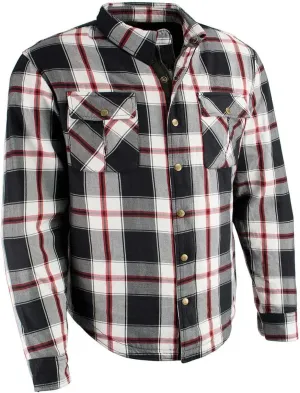 Milwaukee Leather Men's Long Sleeve Flannel Biker Shirts w/CE Armor - Reinforced w/Aramid Fibers