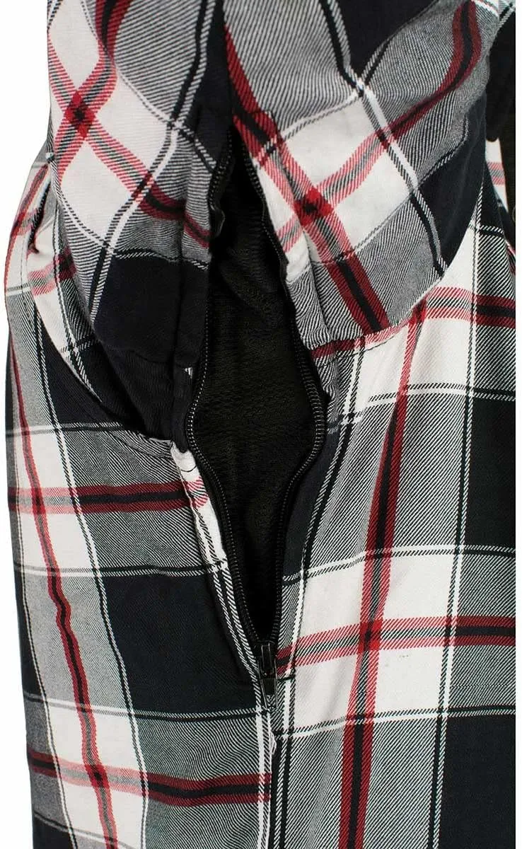 Milwaukee Leather Men's Long Sleeve Flannel Biker Shirts w/CE Armor - Reinforced w/Aramid Fibers