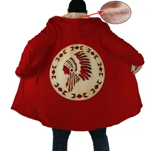 Native American Pride Horn Button Long Fleece Windbreaker WCS
