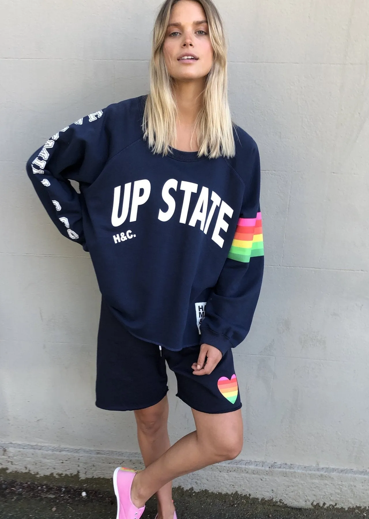 Navy Retro Track Shorts