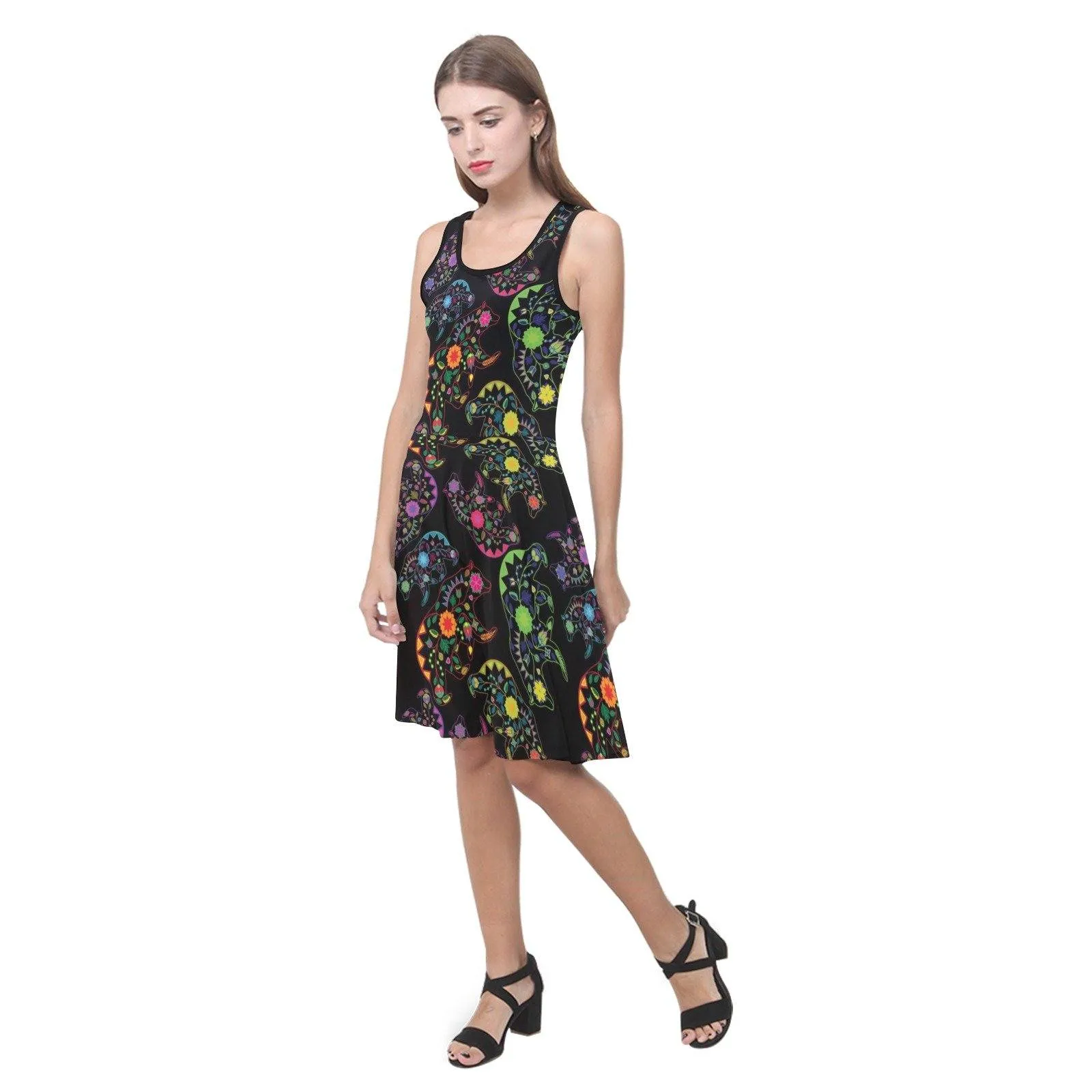 Neon Floral Bears Atalanta Sundress