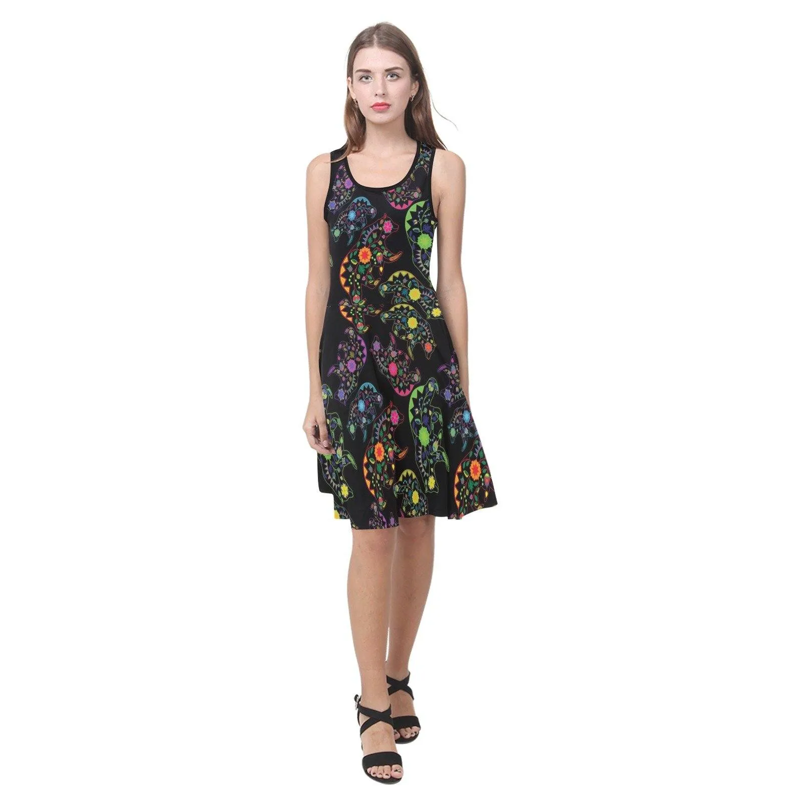 Neon Floral Bears Atalanta Sundress