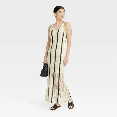 New - A New Day Women's Open Work Pointelle Dress Maxi Sundress
