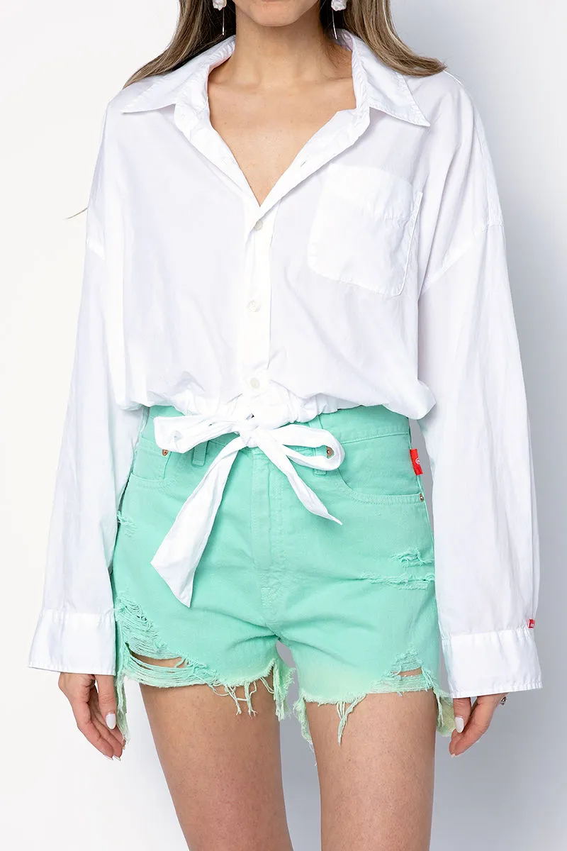 Nic Mid Rise Cut Off Shorts in Mint
