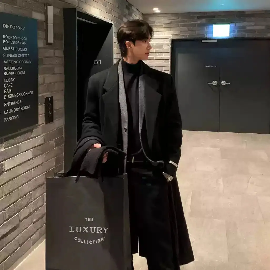 OH Wool Blend Lapel Long Coat