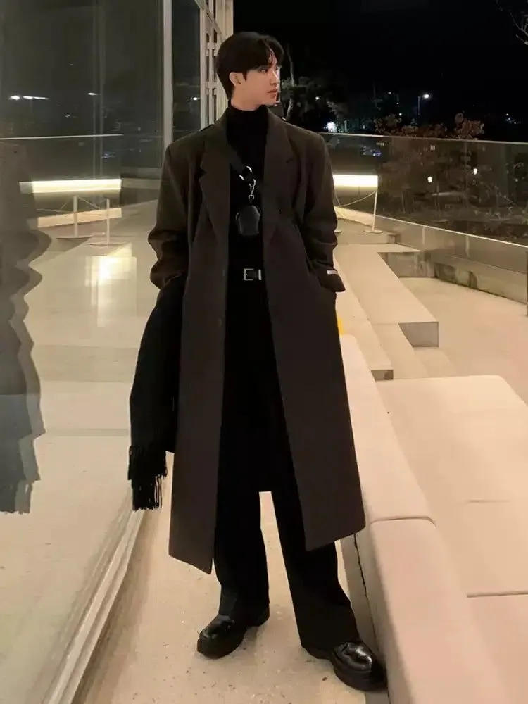OH Wool Blend Lapel Long Coat