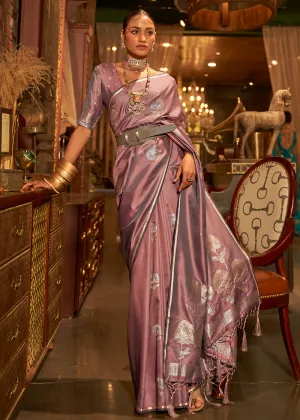 Opera Mauve Purple Zari Woven Satin Silk Saree
