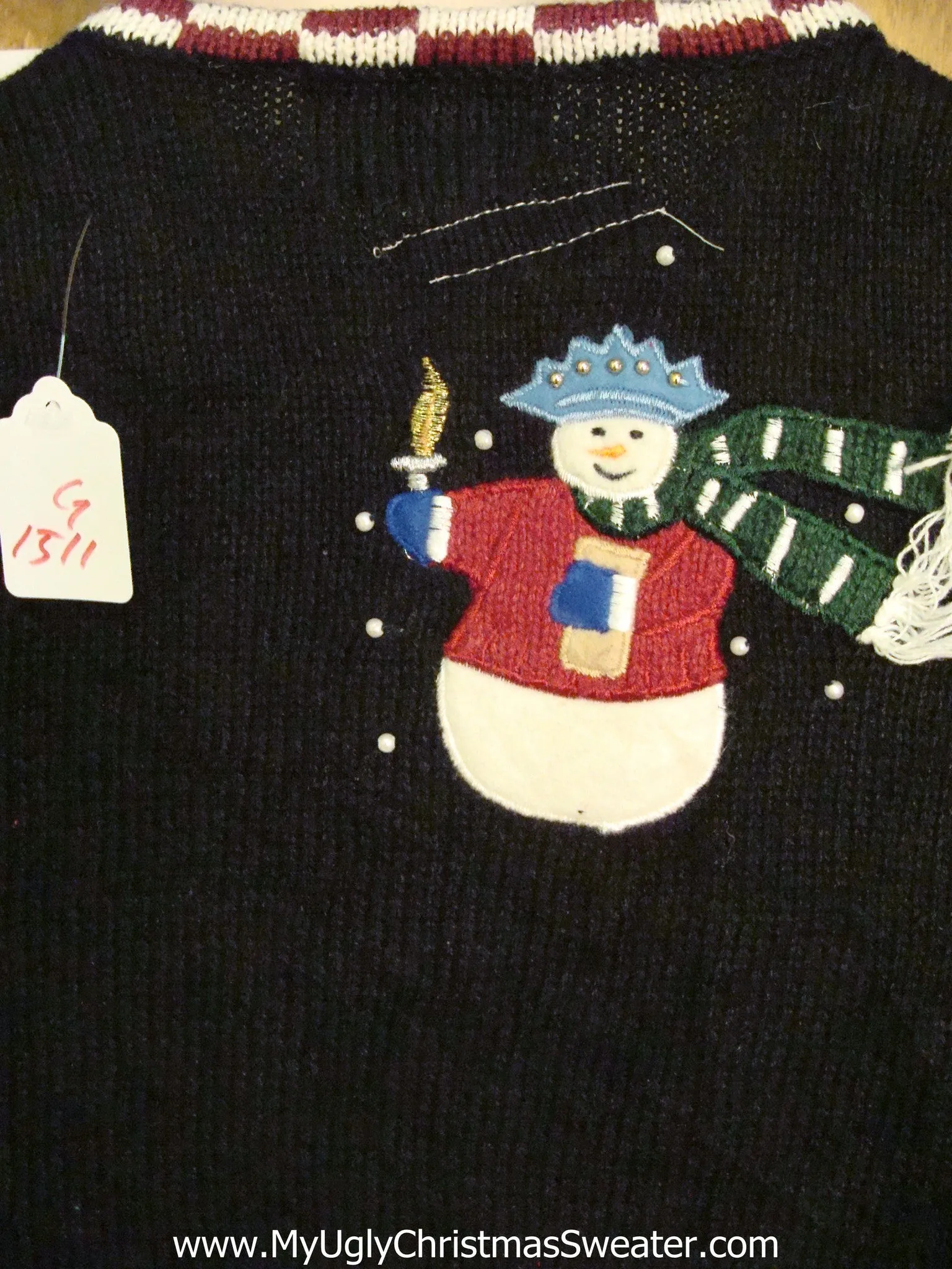 Patriotic Snowmen Light Up Ugly Xmas Sweater