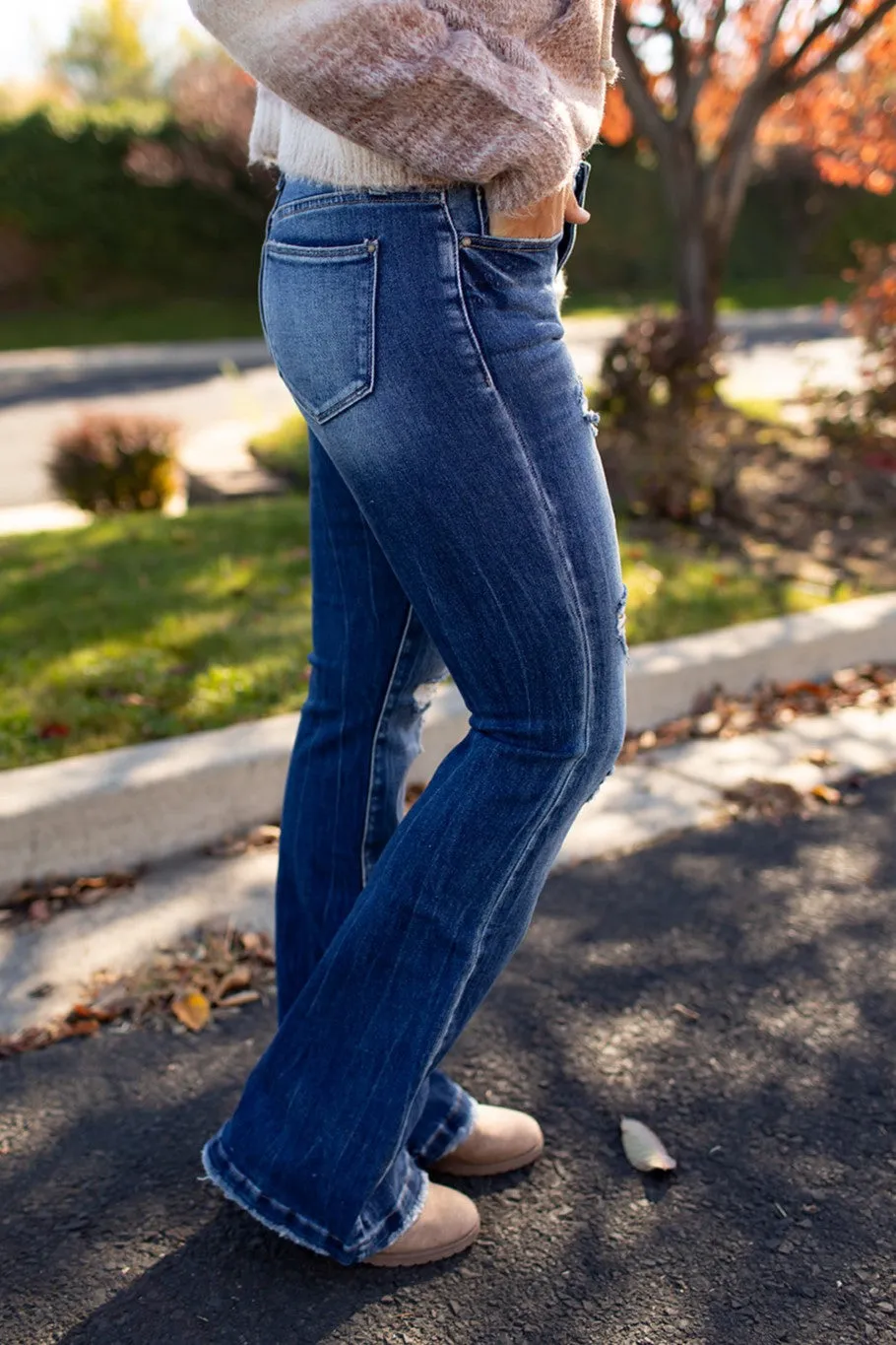 Paxton Destroyed Mid Rise Flare Jeans (1-22) - 31" Inseam