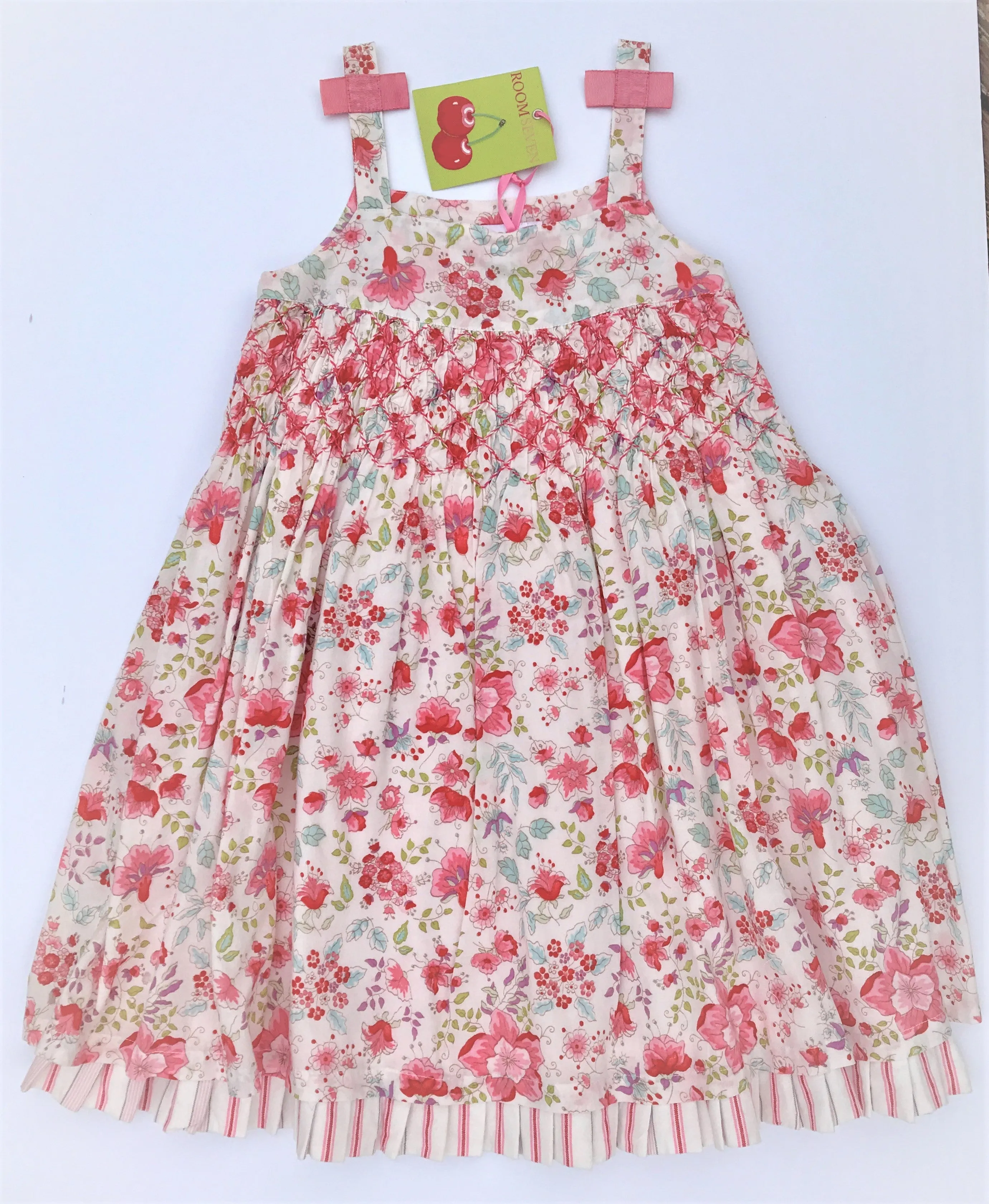 ROOM SEVEN Girls Layered Smocking  Floral Print Sundress