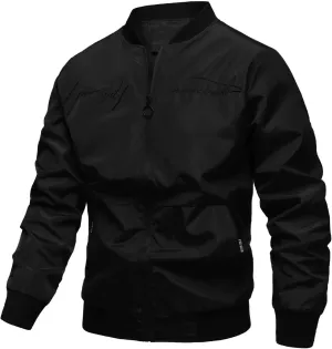 RTRDE Men's Lightweight Bomber Jacket Spring Fall Windbreaker Zip Up Coat with Pocket Casual Work Jackets, M-3XL