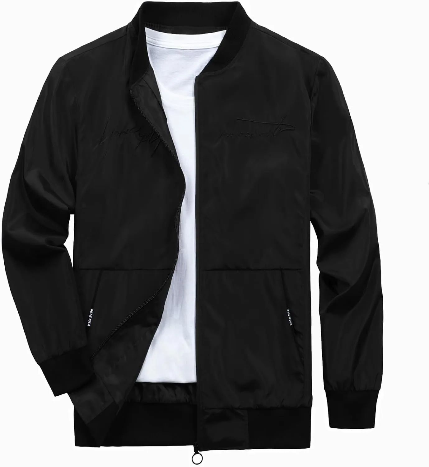 RTRDE Men's Lightweight Bomber Jacket Spring Fall Windbreaker Zip Up Coat with Pocket Casual Work Jackets, M-3XL