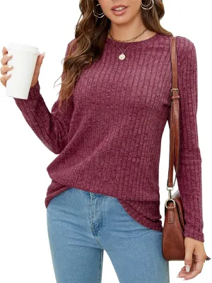 SimpleFun Women's Tunic Sweaters Lightweight Fall Casual Long Sleeve Crewneck Pullover Tops