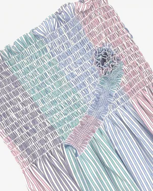 Smocked Shirred Fabric and Straps | Pastel Rainbow Stripe