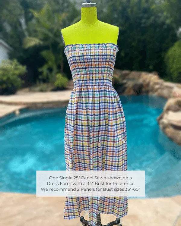 Smocked Shirred Fabric and Straps | Pastel Rainbow Stripe