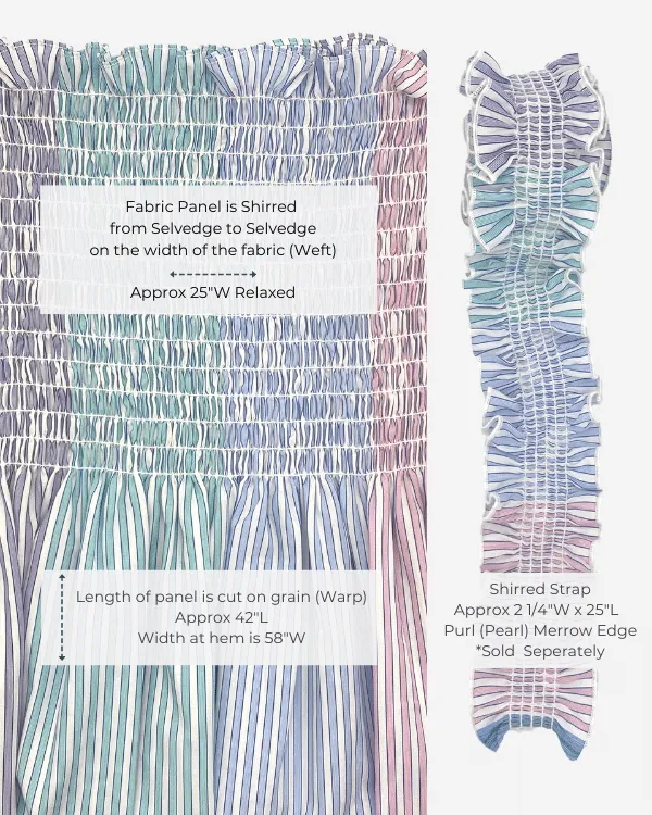 Smocked Shirred Fabric and Straps | Pastel Rainbow Stripe