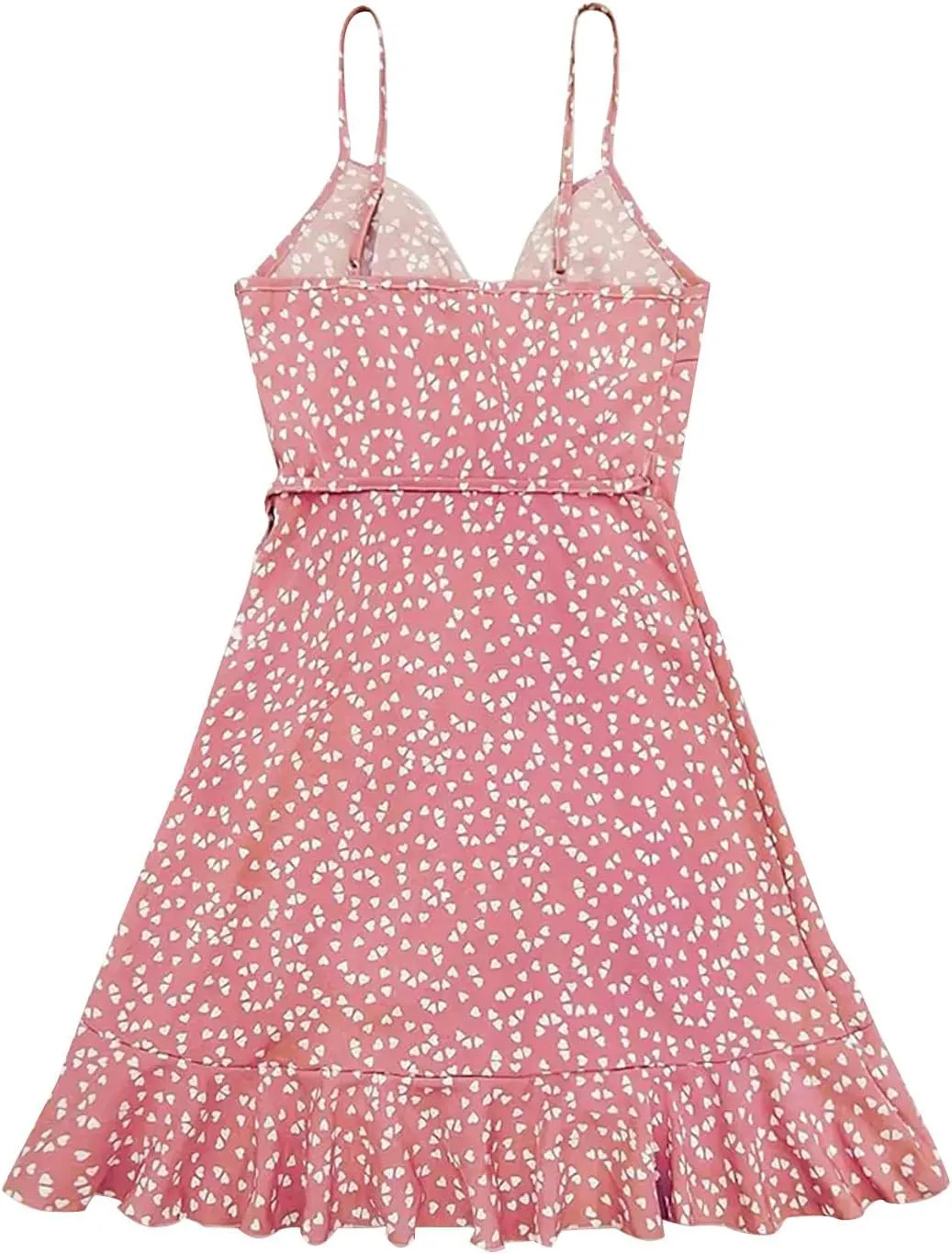 Spaghetti Strap Floral Mini Dress Women's Casual Wrap V-Neck Tie Side Ruffle Boho Dress Summer Beach Sundress