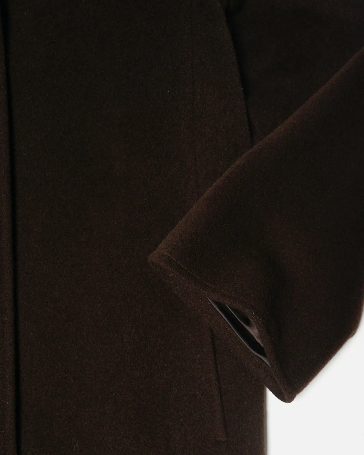 Stand Collar Fly Front Wool Long Coat