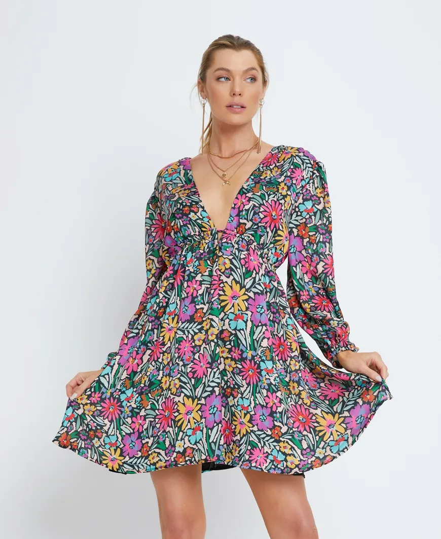 Sunburst Floral Dress