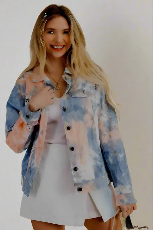 Sunset Jean Jacket - Orange Blue