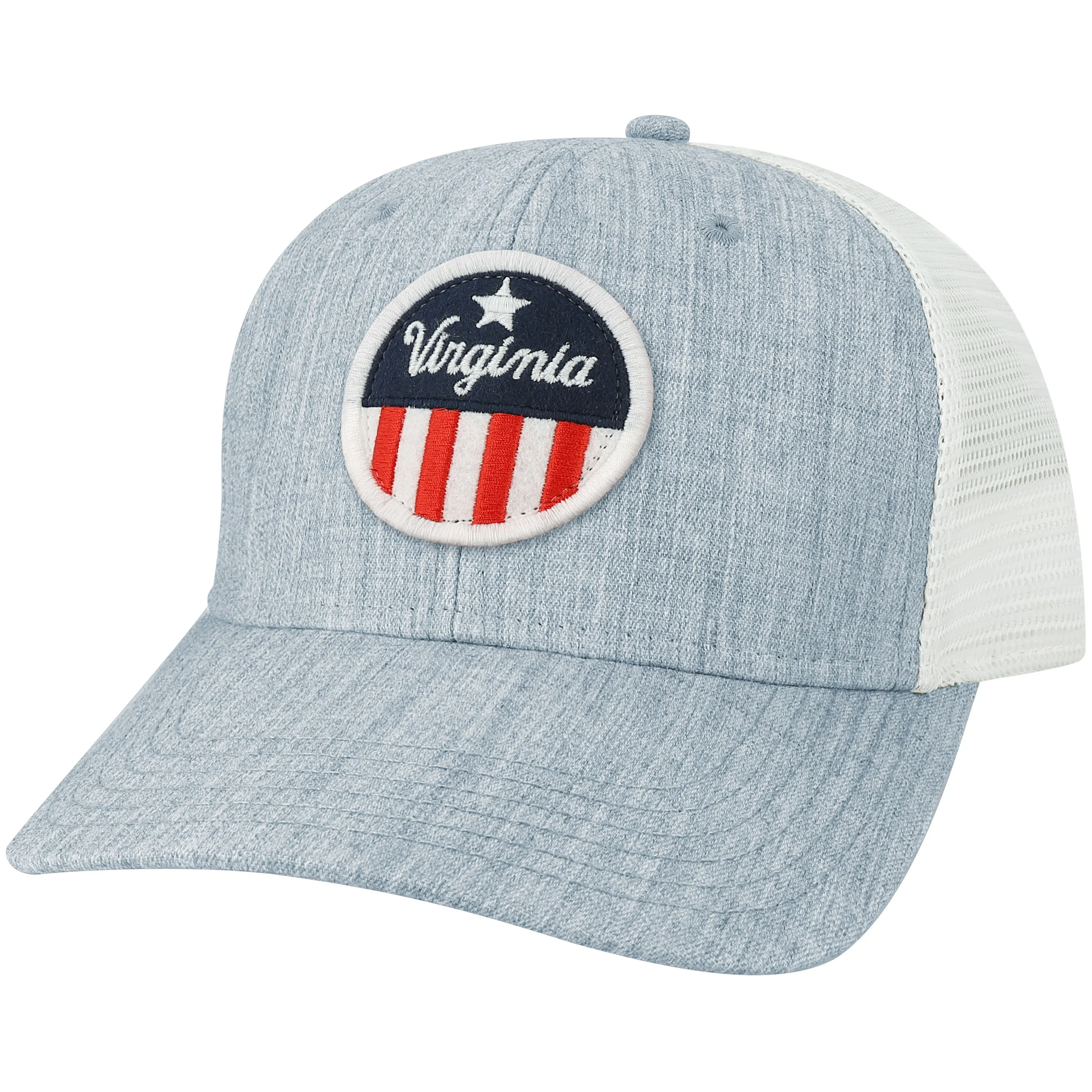 UVA Red, White, and Hoo Mid-Pro Snapback Hat - Melange Light Blue/White