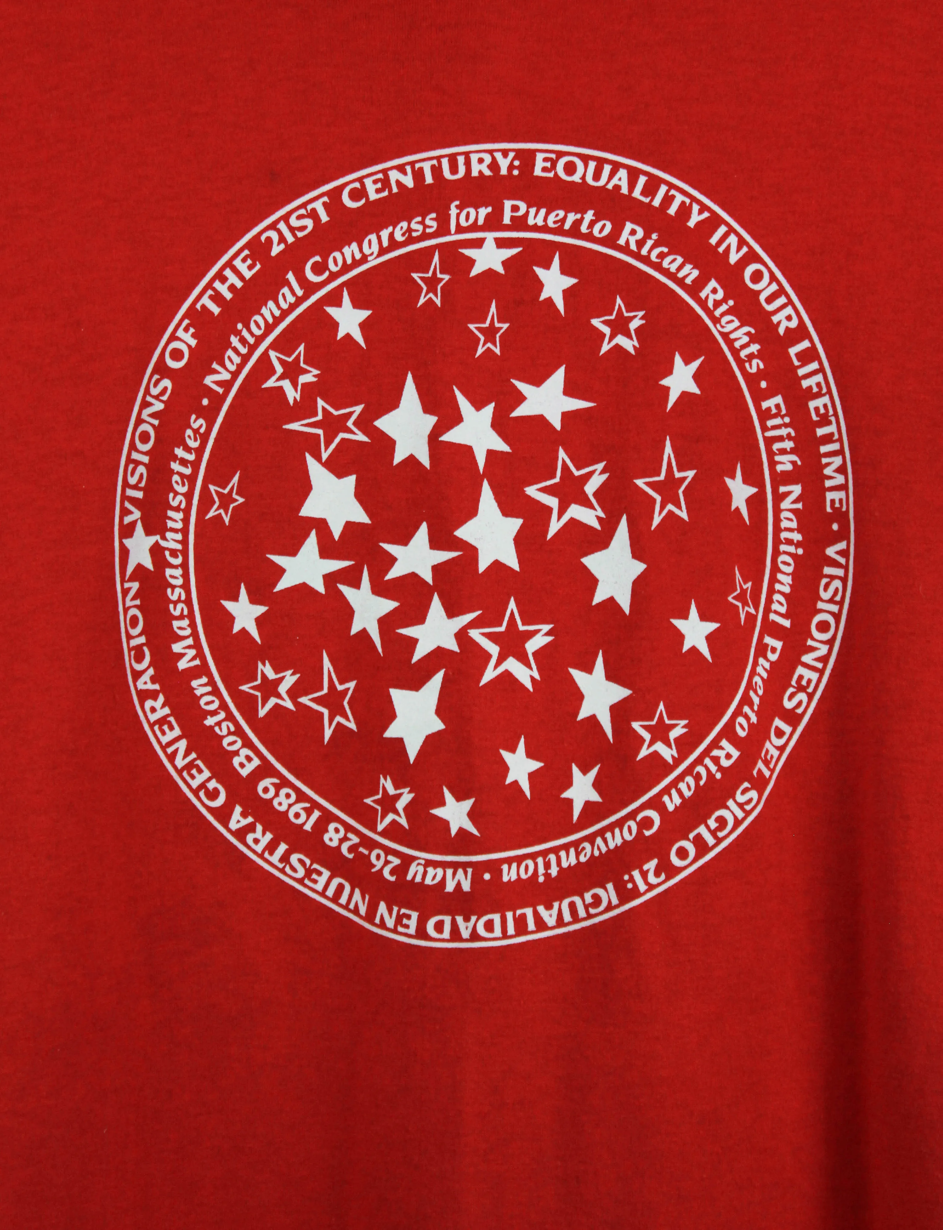 Vintage 1989 Puerto Rican Rights Conference Graphic T Shirt Red Unisex Small