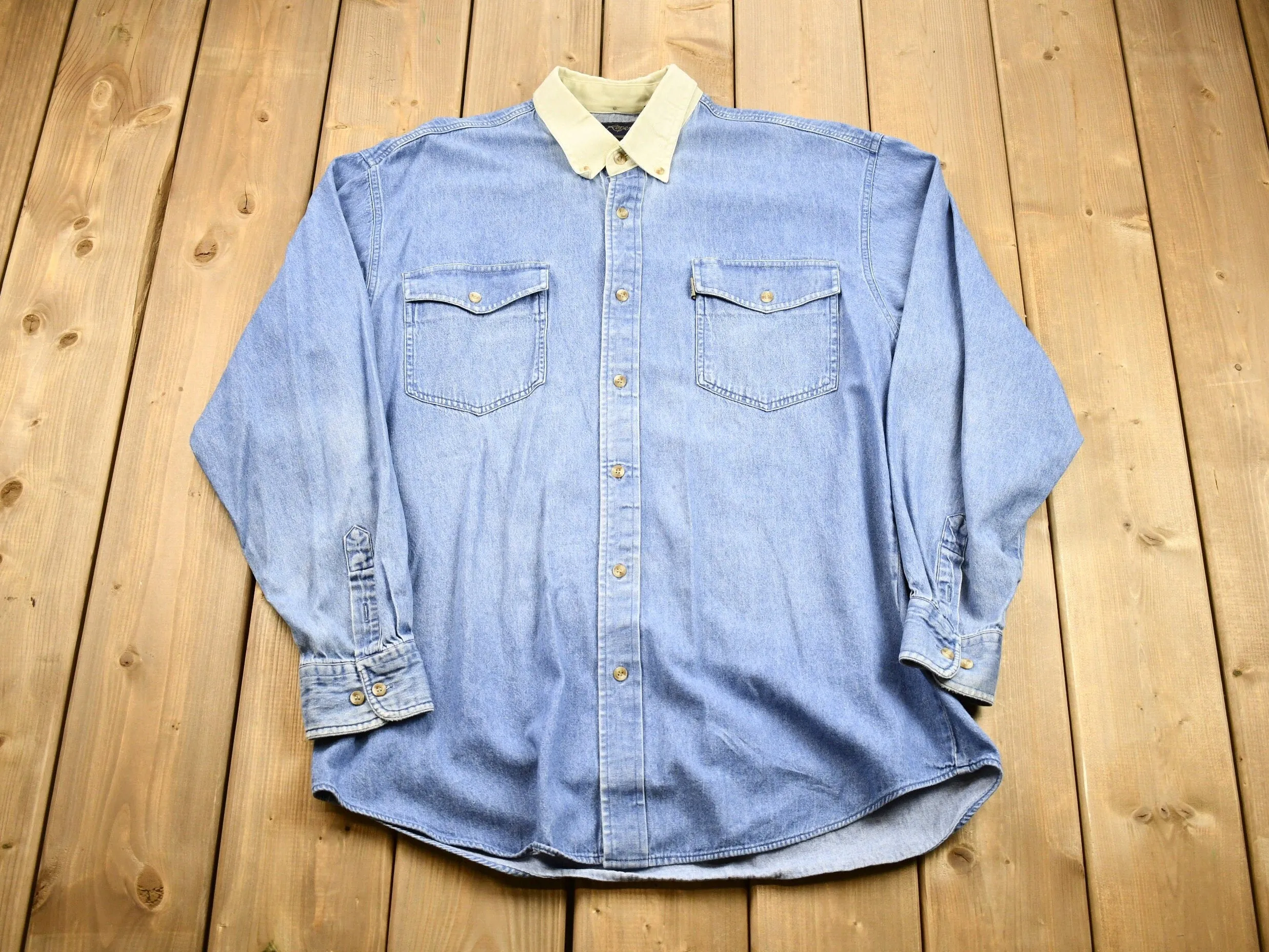 Vintage 1990s Denim Collared Button Up Shirt