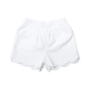 White Scalloped Hem Shorts