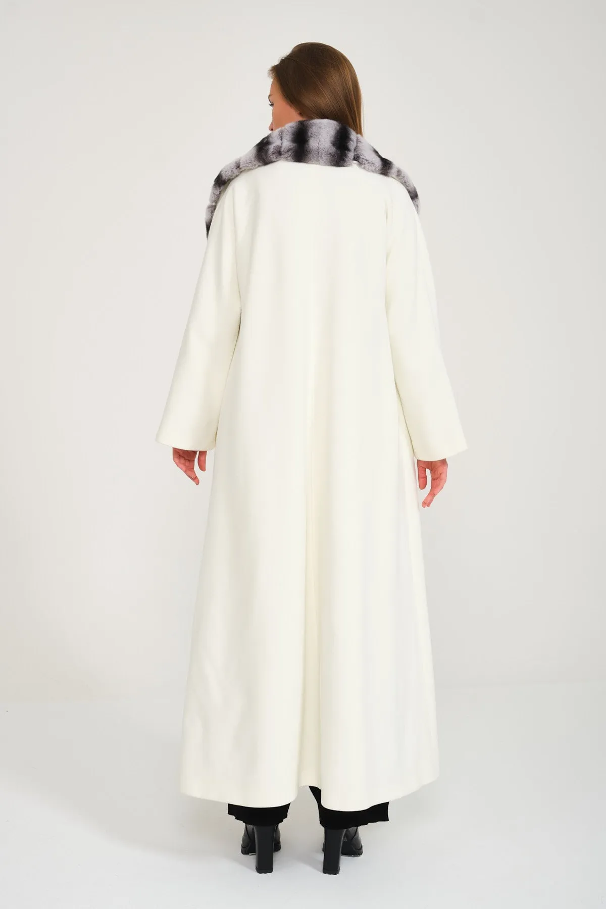 White Wool Rex Fur Abaya
