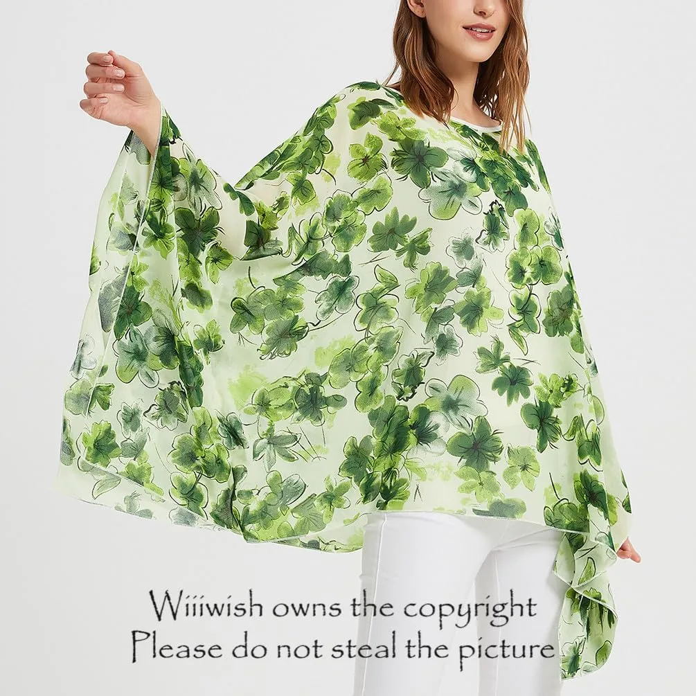 Wiiiwish Women's Loose Solid Long Batwing Sheer Chiffon Caftan Wrap Poncho Tunic Top Topper