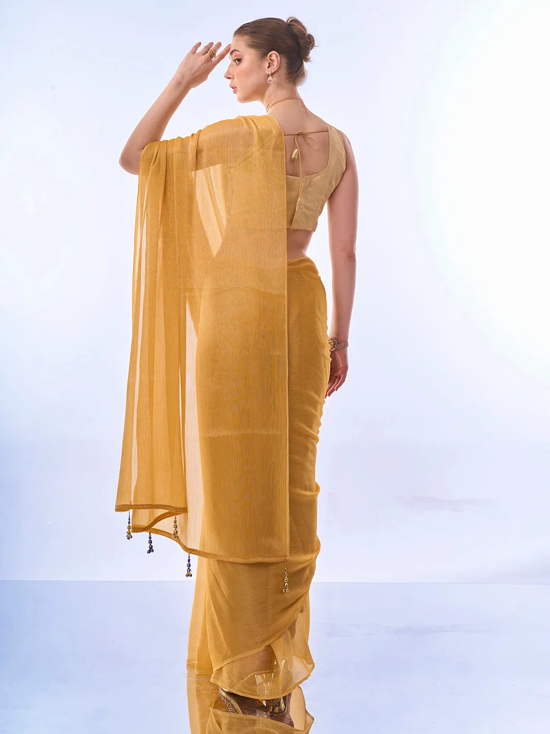Women Party Wear Printed Sitara Chiffon Saree With Un Stitched Blouse