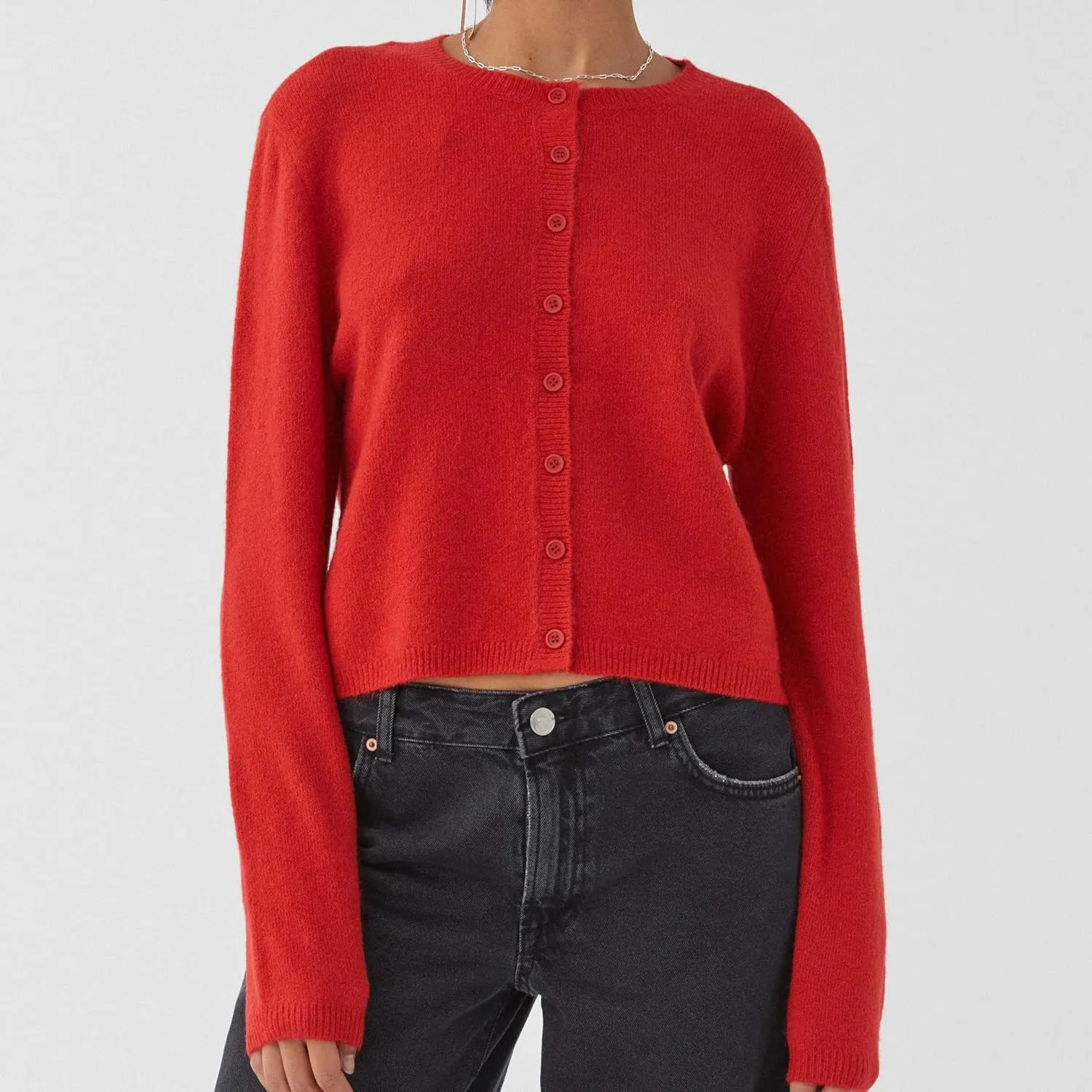 Women Y2k Crop Cardigan Sweater Long Sleeve Button Down Cardigan Vintage Open Front Sweater Cute Knit Pullover Tops